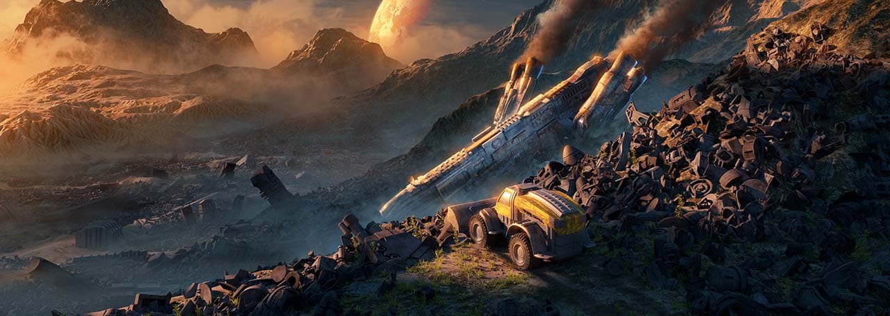 alien landscape with loader
